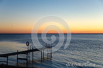 Old wooden bath pier Stock Photo