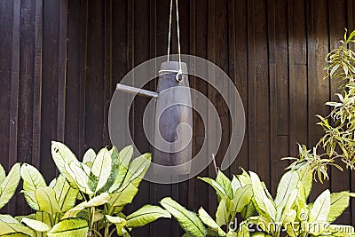 Old wooden bell in Northern Thailand Stock Photo