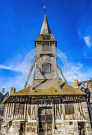 Wooden Bell Tower Church Honfluer France Stock Photo