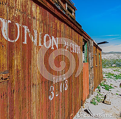 Old Wooden Box Car, Rhyolite Ghost Town Editorial Stock Photo