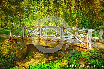 Old wooden bridge Stock Photo