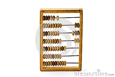 Old wooden calculator Stock Photo