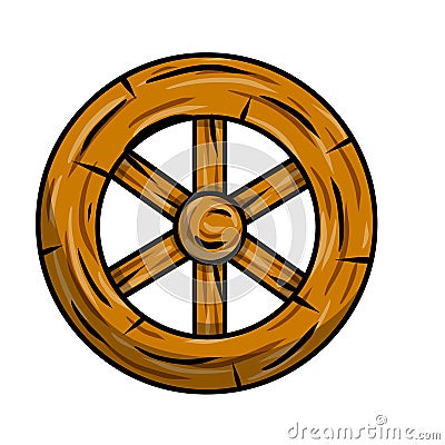 Old wooden cart wheels. A village vehicle in the wild West Vector Illustration