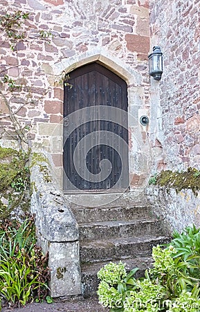 Old Wooden Castle Door Stock Photo