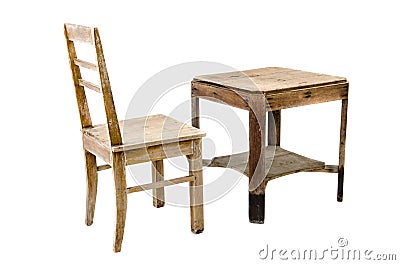 Old wooden chair and table Stock Photo