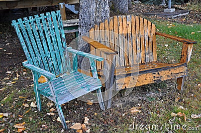 Old wooden chairs Stock Photo