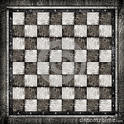 Old wooden chess board Stock Photo