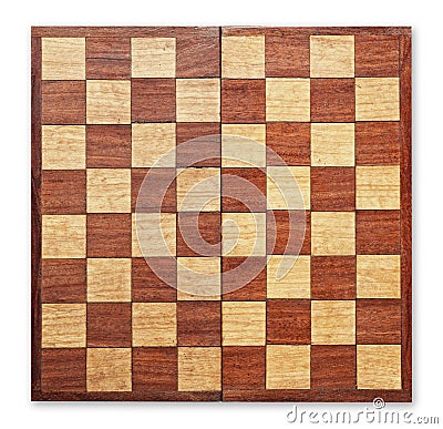 Old wooden chess board isolated. Stock Photo