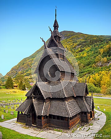 Viking Borgund Stave Church, Norway Stock Photo