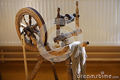 Old wooden distaff Stock Photo