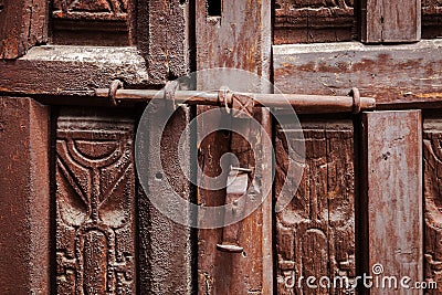 old door locked on the latch Stock Photo