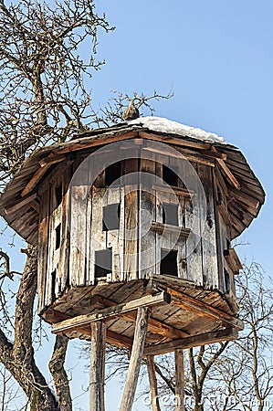 Old wooden dovecote Stock Photo