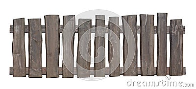 Old wooden fence isolated with clipping path Stock Photo