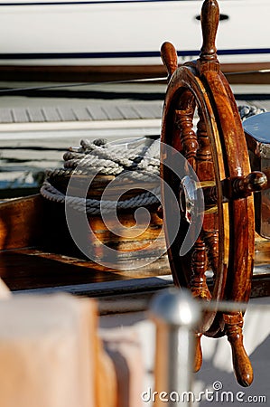 Old wooden helm Stock Photo