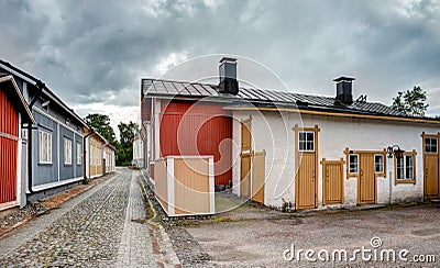Old wooden houses in Rauma Finland Stock Photo