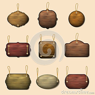 Old wooden label templates or vector banners Vector Illustration