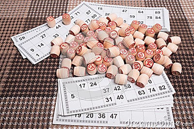 Game lotto studio image. Retro bingo game. Stock Photo