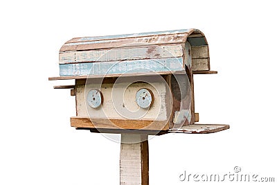 Old wooden mailbox Stock Photo