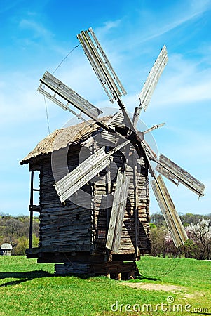 Old wooden mill Stock Photo