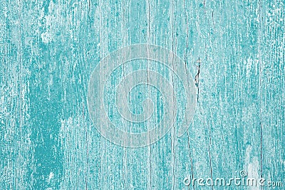 Old wooden painted background in turquoise color. Stock Photo