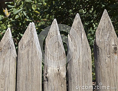 old wooden palisade Stock Photo