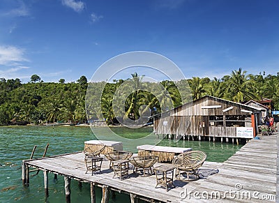 Old wooden pier of koh rong island in cambodia Editorial Stock Photo