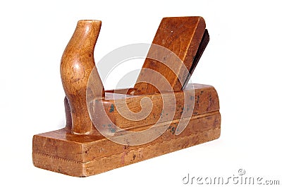 Old Wooden plane - frontal Stock Photo