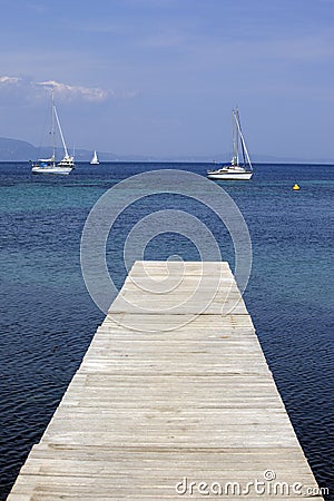 Old wooden pontoon Stock Photo