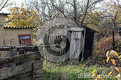 Old wooden privy Stock Photo