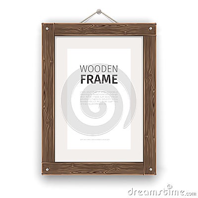 Old Wooden Rectangle Frame Light Vector Illustration
