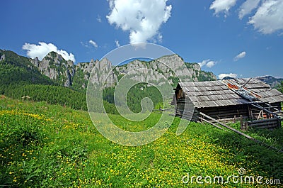 Old wooden sheepfold Stock Photo