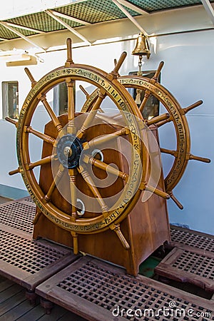 Ship rudder on russia ship Stock Photo