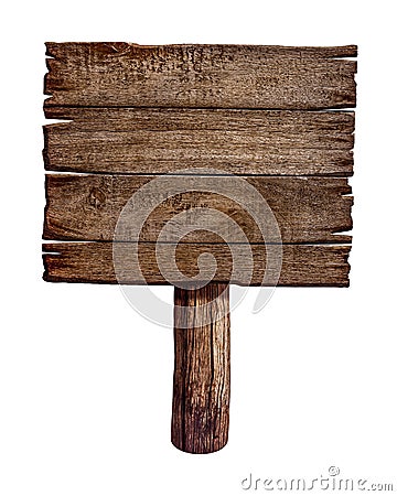 Old wooden sign board or post Stock Photo