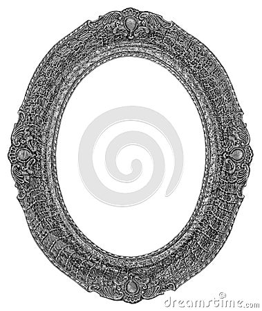 Old wooden silver plated rectangle Frame Isolated on white Stock Photo