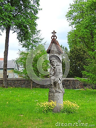 Old wooden statue, Lithuania Stock Photo