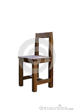 Old Wooden student chair isolated on white background Stock Photo