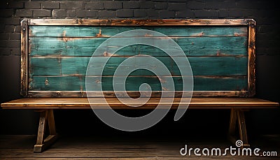 Old wooden table with blackboard, rustic plank wall, empty classroom generated by AI Stock Photo