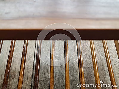 Old wooden table with the brown background Stock Photo