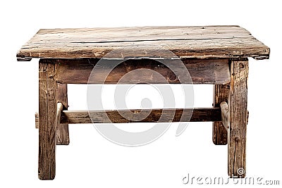 Old wooden table isolated on transparent background. Clipping path included. Stock Photo