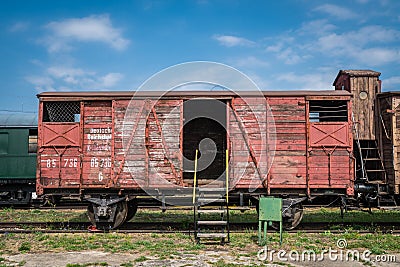 Old wooden train carriage Editorial Stock Photo