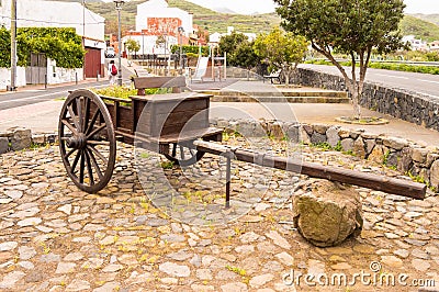 Old wooden transport cart transformed Editorial Stock Photo