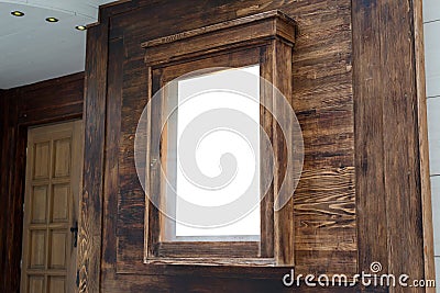 Old, wooden, vintage cinema advertising box mockup Stock Photo