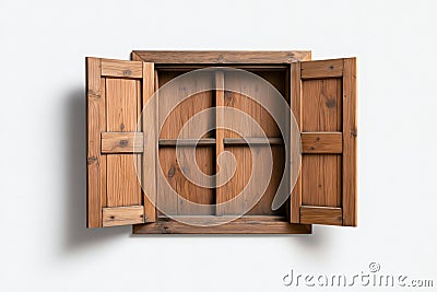 Old wooden window with open shutters showcasing rustic charm and natural texture Perfect for adding warm inviting touch to any Stock Photo