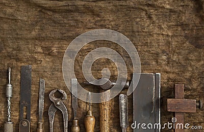 Old Woodwork Tools Stock Photo