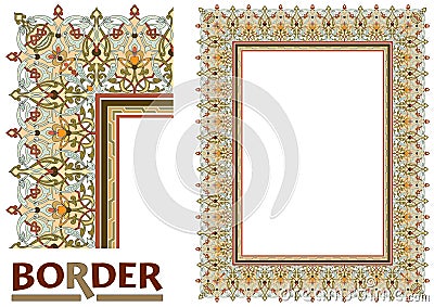 Old World Borders Vector - Tiled frame in plant leaves and flowers Framework Decorative Elegant style Vector Illustration