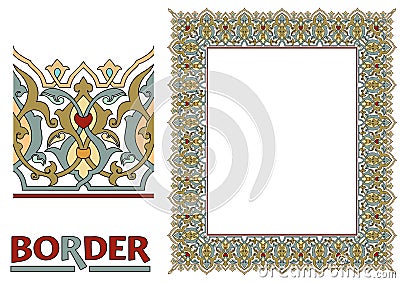 Old World Borders Vector - Tiled frame in plant leaves and flowers Framework Decorative Elegant style Vector Illustration