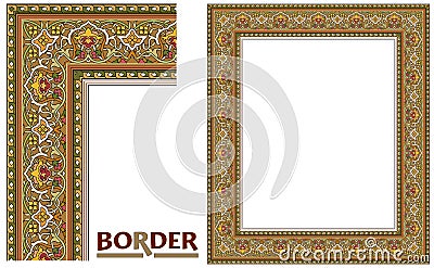 Old World Borders Vector - Tiled frame in plant leaves and flowers Framework Decorative Elegant style Vector Illustration