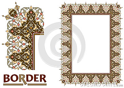 Old World Borders Vector - Tiled frame in plant leaves and flowers Framework Decorative Elegant style Vector Illustration