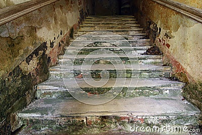 Old worn abandoned staircase Stock Photo