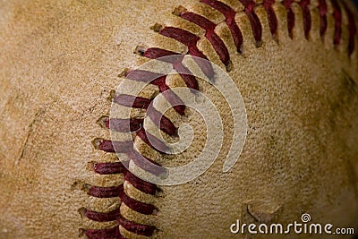 Old worn baseball Stock Photo